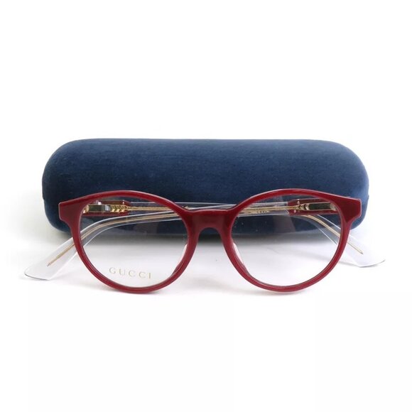 Auth GUCCI Glasses Red Plastic